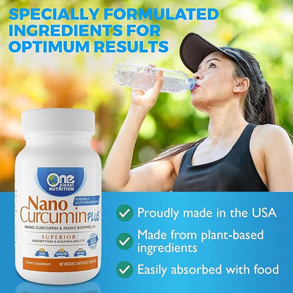 Nano Curcumin Plus 500 mg Veggie Capsules (60 Servings), Nano Curcumin with Boswellia for Superior Absorption, Supports Joint & Immune Health, Non-GMO, Vegan, Gluten-Free