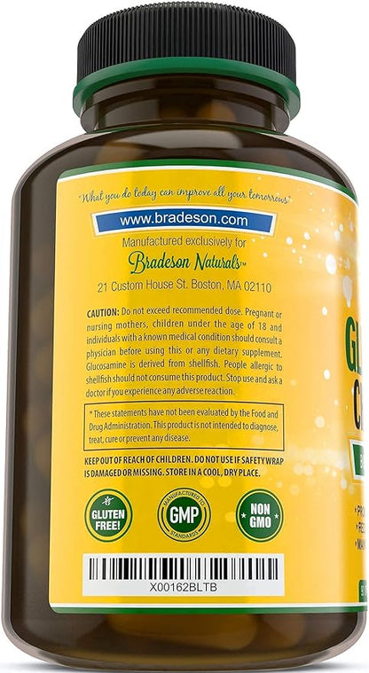 Joint Supplement with Glucosamine Chondroitin Turmeric MSM Boswellia Bromelain & Quercetin.Promotes Joint Health. 90 Capsules. Made in USA