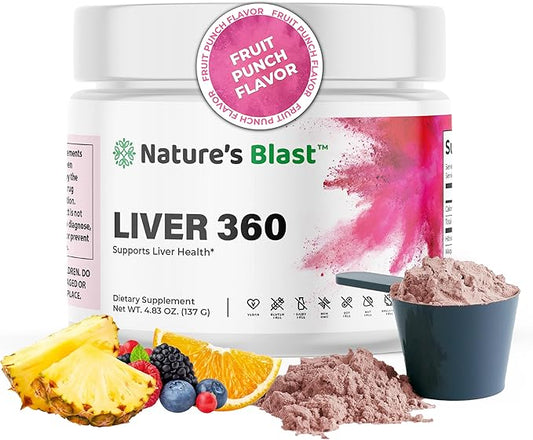 Liver 360 - Fruit Punch Flavored Liver Powder Supplement with Artichoke Extract, Turmeric, and Milk Thistle, Liver Cleanse Detox & Repair Formula, 1 Bottle
