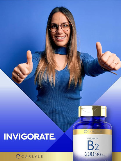 Carlyle Vitamin B-2 | Riboflavin | 200mg | 150 Count | Vegetarian, Non-GMO & Gluten Free Essential Supplement