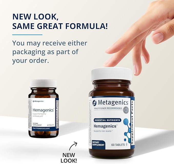 Metagenics Hemagenics - Iron Supplement - Non-Constipating - Vitamin B12, B6 & Folate - Supports Formation & Maintenance of Healthy Red Blood Cells* - Non-GMO, Gluten-Free & Vegetarian - 60 Tablets