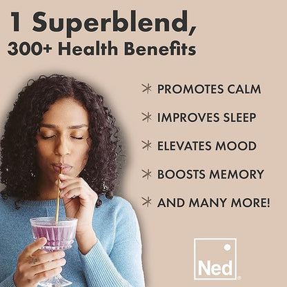 Ned - Mellö Magnesium Superblend - Magnesium Powder Unflavored Supplement Drink Mix with All Natural Magnesium Glycinate and L Theanine, Supports Cognitive Function, Sleep, Calm 10 Servings