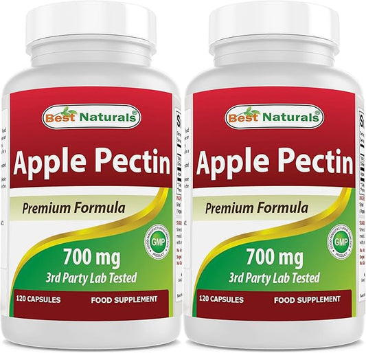 Best Naturals Apple Pectin 700 mg - Dietary Fiber - Intestinal Support - 120 Capsules (120 Count (Pack of 2))