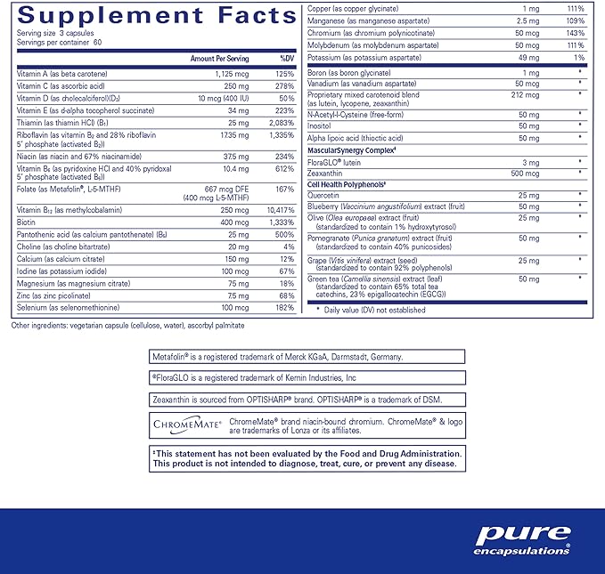 Pure Encapsulations Polyphenol Nutrients | Hypoallergenic Nutrient Dense Multivitamin/Mineral Formula | 180 Capsules