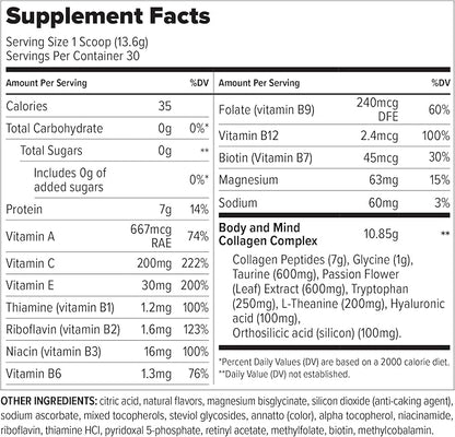 Collagen Resilience - Hydrolyzed Collagen Peptides Powder with Hyaluronic Acid, Silicon, Amino-Acids & Passion Flower Extract - Passion Fruit - 14.3 oz (30 Servings)