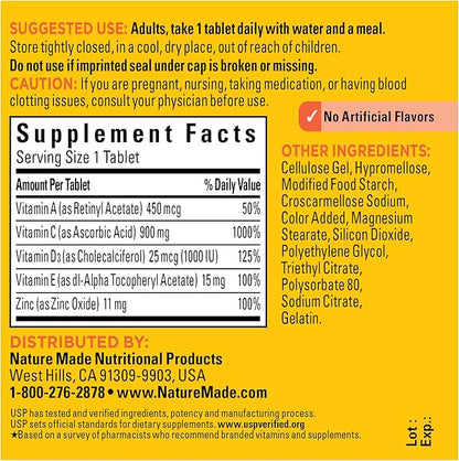 Nature Made Super C with Vitamin D3 and Zinc, Dietary Supplement for Immune Support, 60 Tablets, 60 Day Supply (Pack of 2)