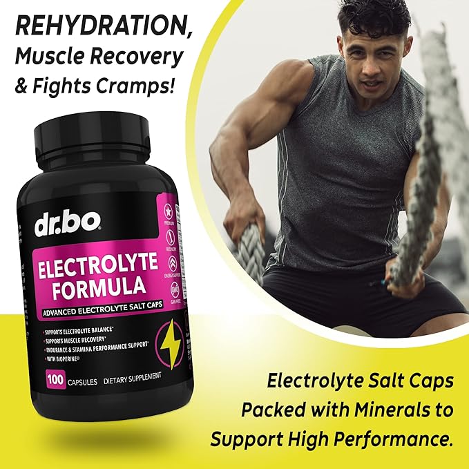 DR. BO Electrolyte Pills Salt Capsules & Zinc - Electrolytes Tablets with Potassium, Magnesium, Sodium, Chloride, Calcium Salts Supplements - Zinc Supplements 50mg Tablets Supplement Oxide Citrate