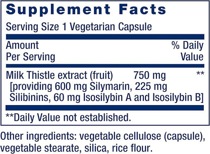 Life Extension Milk Thistle, silymarin, silibinins, isosilybin A & B, Delivers Full-Spectrum Milk Thistle Benefits for Liver Health, Non-GMO, Gluten-Free, Vegetarian, 60 Capsules