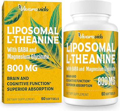 L-Theanine 800mg Supplement with GABA and Magnesium Glycinate - Natural Compound, Sleep and Relaxation (60 Softgels)