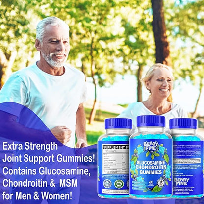 Glucosamine Chondroitin Gummies – 1500mg Extra Strength with MSM – for Adults, Men & Women – 60 Gummies – Made in The USA