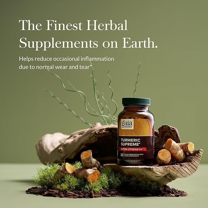 Gaia Herbs Turmeric Supreme Extra Strength - Supports Occasional Swelling from Normal Wear & Tear - with Turmeric Curcumin & Black Pepper - 120 Vegan Liquid Phyto-Capsules (Up to 120-Day Supply)