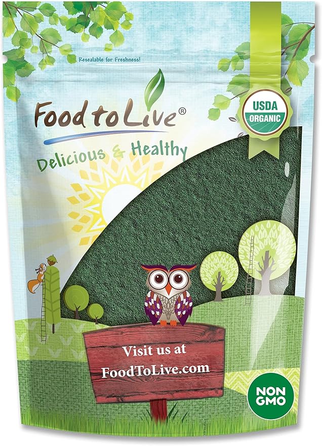Food to Live Organic Chlorella Powder, 8 Ounces — Non-GMO, Kosher, Raw Green Algae, Vegan Superfood, Bulk, Pure Vegan Green Protein, Rich in Vitamins and Minerals, Great for Drinks, Broken Cell Wall