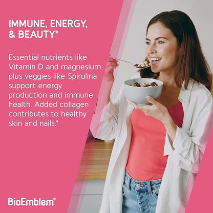 BioEmblem Women's Multivitamin - Complete Daily Multi for Immunity, Energy, Hair, Skin with Vitamin A, B12, B6, D3, Biotin, Iron, Magnesium, Collagen and Veggie Blends - Gluten Free - 90 Capsules