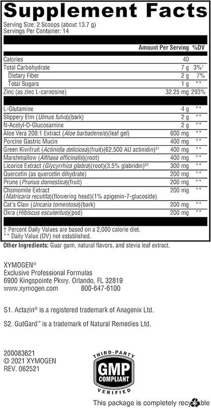 XYMOGEN GI Balance Powder - Soothing GI Tract Support with Marshmallow Root, Licorice, Quercetin, Zinc L-Carnosine, Aloe, Gastric Mucin - Supports Gut Health + Healthy Bowel Function - Chai (6.77 oz)
