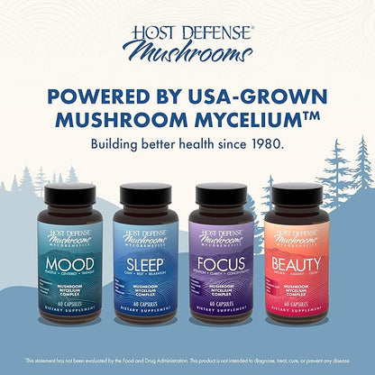 Host Defense MycoBenefits Sleep* Capsules - Rest Support for Healthy Sleep Quality - Calming Supplement with Magnesium, Lion's Mane & GABA - Aids Balanced Rest Cycles - 60 Capsules (30 Servings)*