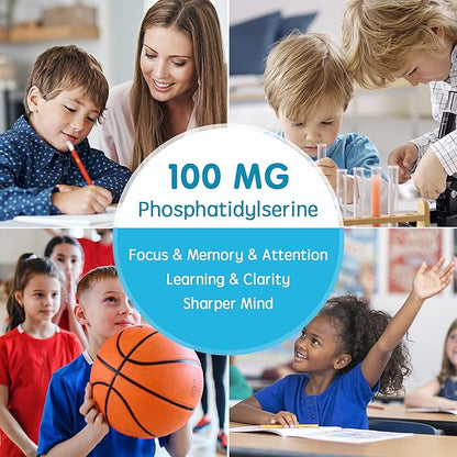 Sugar Free Phosphatidylserine Gummies for Kids 2 Pack + Vegan Omega-3 Gummies 1000mg 1 Pack