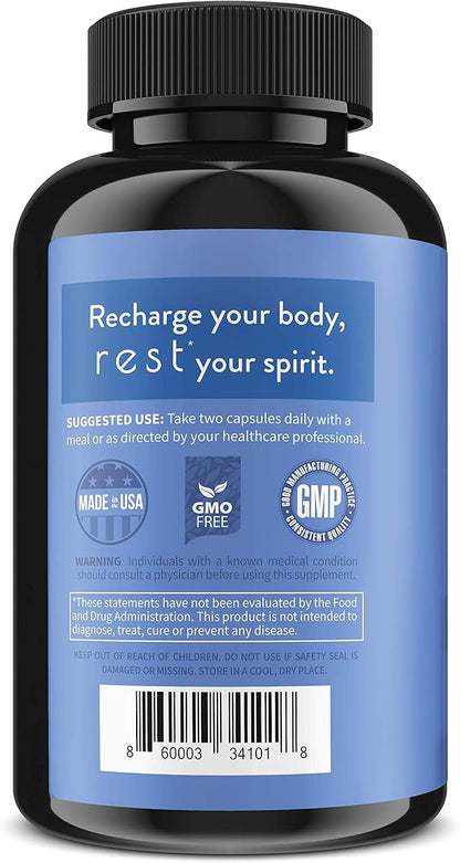 WellPath Rest Valerian Root Sleep Aid for Adults with Melatonin & L-Theanine | Natural & Herbal Sleeping Pills with Extra Strength | | 5-HTP, Lemon Balm, Chamomile, 60 Ct
