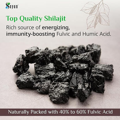 Sayan 100% Pure Shilajit Tablets,12,000mg High-Potency Supplement, More Effective Than Resin & Capsules, 85+ Trace Minerals Sourced from 10,000ft Lab-Tested for Purity. 60 Tablets - 1-2 Month Supply