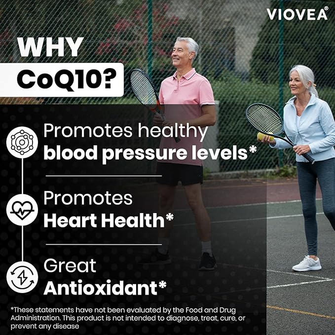 CoQ10 - Made in USA, 120 Capsules, 200mg (4-Month Supply), Ultra High Absorption Coenzyme Q10 Supplement - Antioxidant for Heart, Vascular Health and Energy Boost