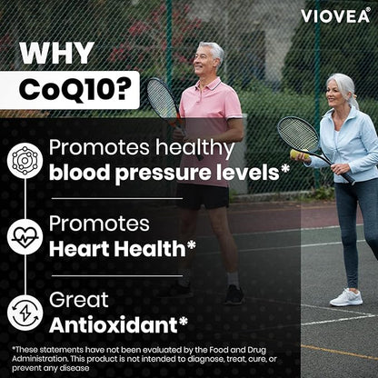 CoQ10 - Made in USA, 120 Capsules, 200mg (4-Month Supply), Ultra High Absorption Coenzyme Q10 Supplement - Antioxidant for Heart, Vascular Health and Energy Boost