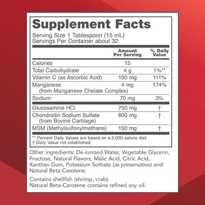 PROTOCOL FOR LIFE BALANCE Liquid Glucosamine & Chondroitin with MSM - Joint Support - Chondroitin MSM Supplement - Egg Free & Dairy Free - 16 fl oz