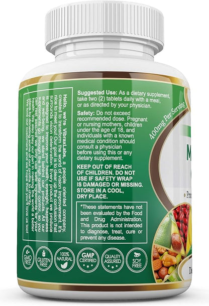 Magnesium Glycinate Supplement, 400mg, for Men & Women, for Stress, Energy, Muscle Cramps, Joint Support, Chelated, High-Absorption, Non-Laxative, Gluten-Free