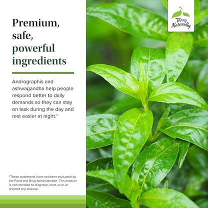 Terry Naturally Andrographis and Ashwagandha - Immune System Support Supplement - Support Energy & Healthy Stress Response - Energy Support Supplement - 60 Capsules (60 Servings)