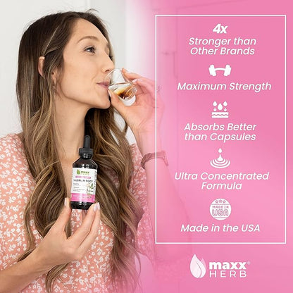 Maxx Herb Valerian Root Extract - Max Strength, Liquid Valerian Root Absorbs Better Than Capsules, for Relaxation and Restful Sleep, Alcohol-Free - 4 Bottles, 4 Oz Each (240 Servings)