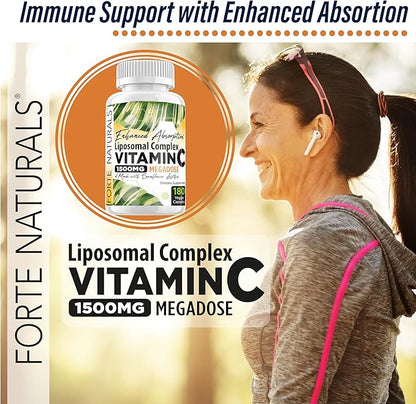 High Dose Vitamin C 1500mg Liposomal C Complex Supplement with Sunflower Lecithin Capsules Supplements Clogged Milk Sunflower Lecithin 180 Capsules Celebration Vitamins