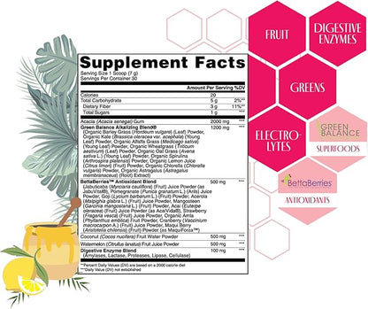 Strong + Sexy Fit Greens Powder, Green Juice Mix for Gut Health, Energy & Immune Support, Fruit and Veggies Supplement with Wheat Grass, Digestive Enzyme, Vitamin C, Electrolytes, Barley, 30 SVG