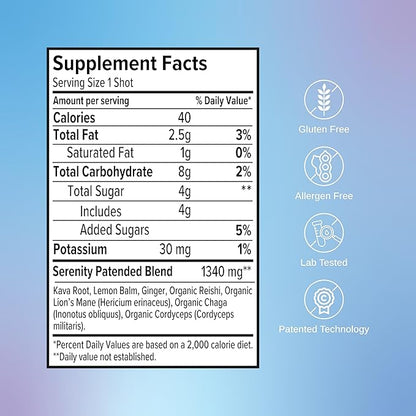 SAGA Organic Relaxation Shots | Contains Adaptogens & Mushrooms - Lion's Mane & Kava | High Bioavailability & Fast Onset | Elevate Mood & Reduce Fatigue | Strawberry Cucumber 2oz Shots (18-Pack)