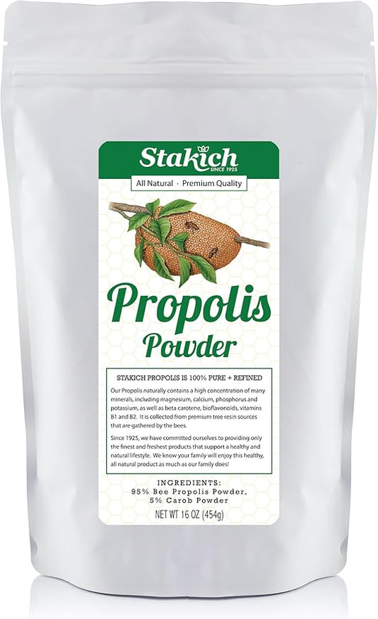 Stakich Bee Propolis Powder - All Natural- 1 Pound (16 Ounce)