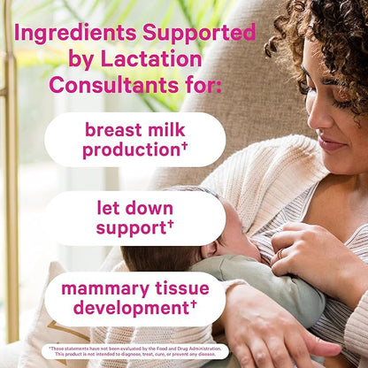Pink Stork Total Lactation Supplement for Breast Milk Supply, Organic Fenugreek and Alfalfa to Support Breastfeeding, Milk Flow, and Production, Postpartum Essentials - 60 Capsules