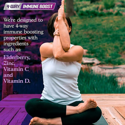 Organic Elderberry Capsules, 4-Way Immune Boost, Vitamins C, D, and Zinc Support, 1260.1 mg Elderberry Supplements for Adults, 60 Capsules