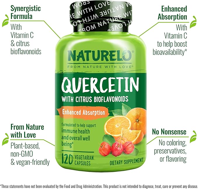 NATURELO Quercetin Citrus Bioflavonoid Complex with Enhanced Absorption - 120 Vegetarian Capsules (Pack of 2)