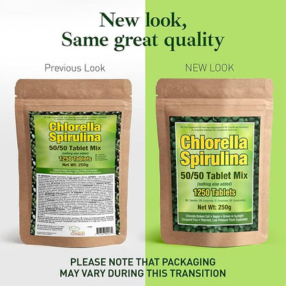 Good Natured Premium Spirulina and Chlorella Capsules 1,250 Tablets, Non-GMO, Vegan Organic Chlorella Tablets, Sunlight Grown, Cracked Cell Wall, High Protein, Heavy Metal Detox