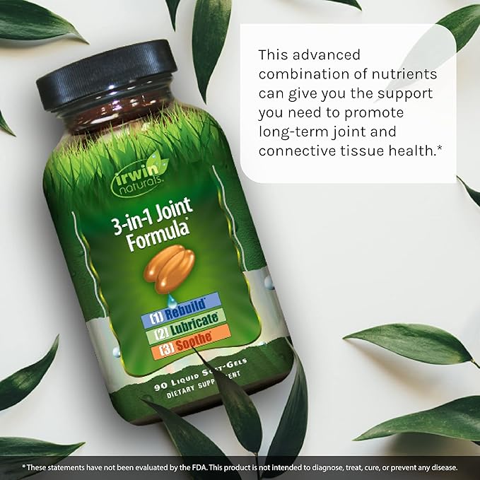 Irwin Naturals 3-in-1 Joint Formula - Powerful Joint Support Supplement with Glucosamine, Chondroitin, Turmeric & Boswellia - 90 Liquid Softgels