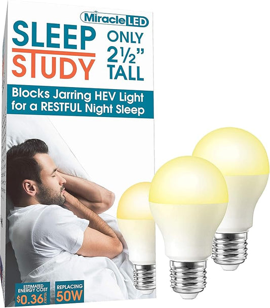 Miracle LED 3W Sleep Study Blue Light Blocking Bulb to Aid Unwinding and Relaxation for Bedtime (2-Pack), Amber Glow