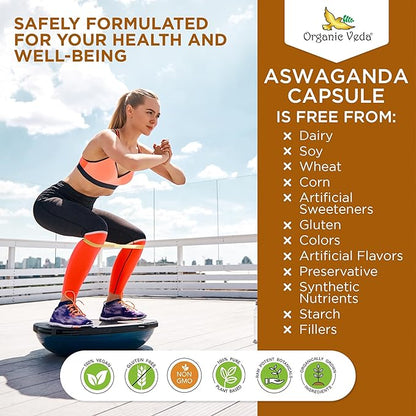 Organic Veda Ashwagandha Supplements, 1500mg - Ashwagandha Capsules with Black Pepper Extract - Made from Pure 100% Organic Ashwagandha Root - Mood Support Supplement & Energy, 120 Veggie