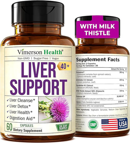 Liver Cleanse Detox & Repair Milk Thistle Supplement. Liver Support with Digestive Enzymes, Artichoke Extract, Dandelion Root Supplement. Milk Thistle Liver Detox & Liver Cleanse. 60 Liver Health Caps