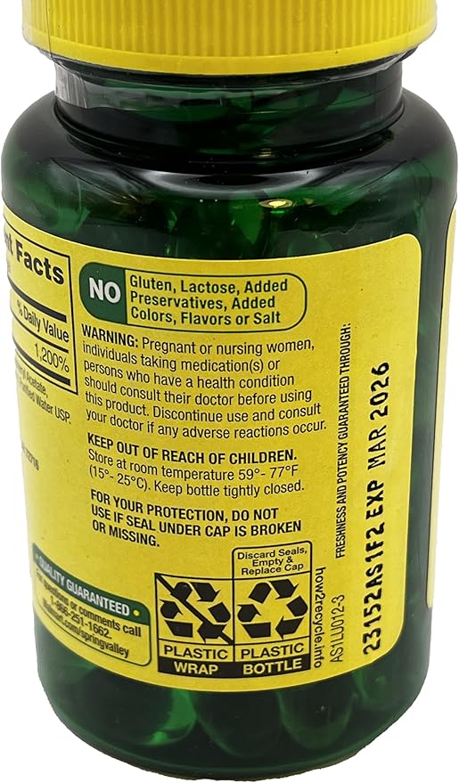 Spring Valley Vitamin E Dietary Supplement, 180 mg, 100 Count with Complimentary Grafton Way Pill Organizer
