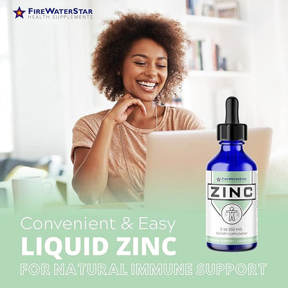 FWS Zinc Supplements - Liquid Zinc Drops for Men, Women, Kids - Organic, Non-GMO, Vegan - Supports Immune Health, Skin, and Overall Wellness - 2 oz