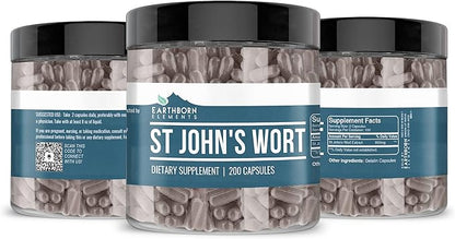 Earthborn Elements St. John’s Wort 200 Capsules, Pure & Undiluted, No Additives