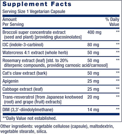 Life Extension Triple Action Cruciferous Vegetable Extract & Resveratrol, Broccoli, Cabbage, resveratrol, Supports Cellular Protection, Gluten-Free, Non-GMO, Vegetarian, 60 Capsules