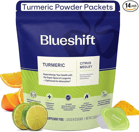 Turmeric Citrus Medley - Turmeric Powder Packets for Water, Turmeric Curcumin Supplement, No Sugar Drink Mix for Natural Recovery Support - Citrus Flavor, Powder Pods (14 Pack)