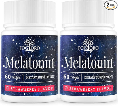 Fogoro Powerful Melatonin -Fall Asleep Faster, Stay Asleep Longer,Easy to Take, 60 Count (Pack of 2)