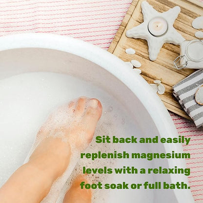 Pure Magnesium Flakes Bath Soaks, 10lbs - Natural Epsom Salt Substitute | High-Absorption Magnesium Chloride Flakes | Hydrates Skin & Promotes Relaxation