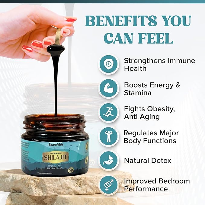 Himalayan Organic Shilajit Resin for Men & Women | High Potency 500mg | Lab-Tested Gold Grade Shilajit with 85+ Trace Minerals & 67%+ Fulvic Acid for Energy, Strength & Immune Support – 30g