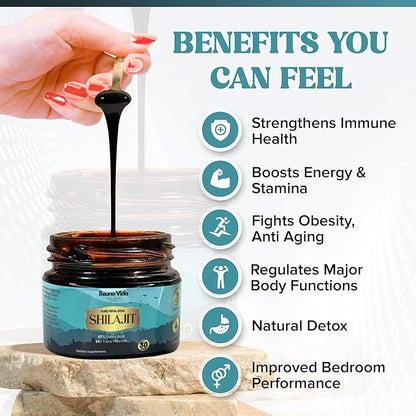 Himalayan Organic Shilajit Resin for Men & Women | High Potency 500mg | Lab-Tested Gold Grade Shilajit with 85+ Trace Minerals & 67%+ Fulvic Acid for Energy, Strength & Immune Support – 30g