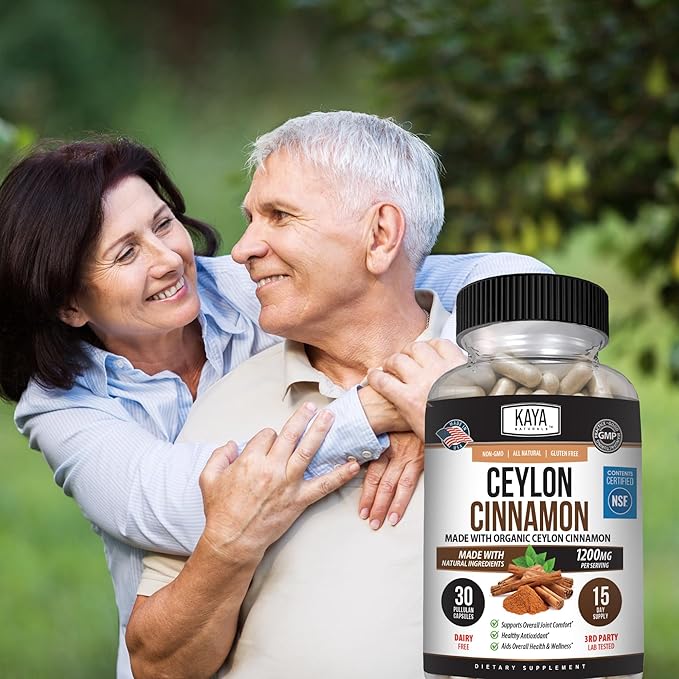 Kaya Naturals Ceylon Cinnamon Supplement | 1200mg per Serving, Vegan - Non-GMO & Gluten Free - 30 Capsules